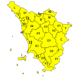 Codice giallo su tutta la Toscana il 24 e il 25 marzo per vento, ghiaccio e neve 